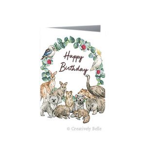 12 Native Australian Animals Birthday Card featuring koala