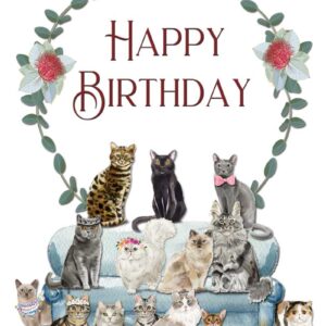 14 Lounge Cats Happy Birthday card
