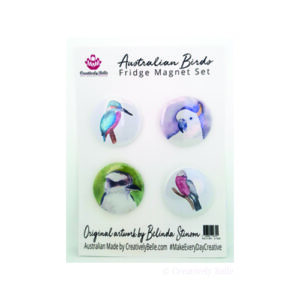 Australian Birds Magnet Set with Curious Cockatoo Print
