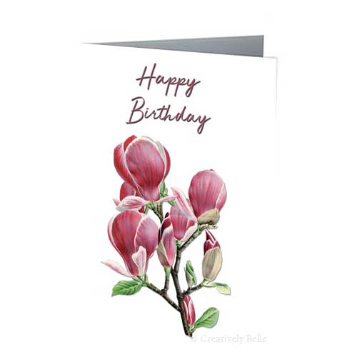 Happy Birthday Magnolia Vintage Greeting Card