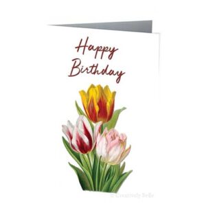Happy Birthday Tulips Vintage Greeting Card