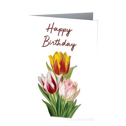 Happy Birthday Tulips Vintage Greeting Card