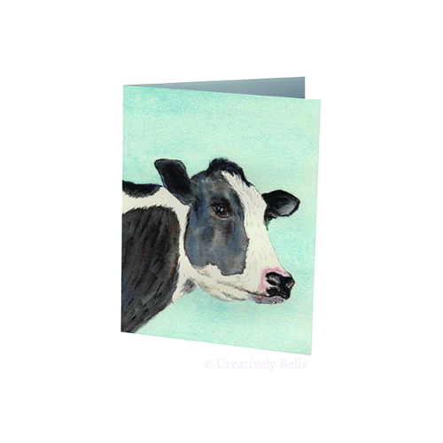Black and White Cow Greeting Card