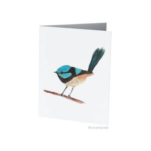 Captivating Superb Blue Wren Watercolour Greeting Card
