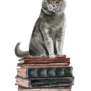 The bookstore cat greeting card design