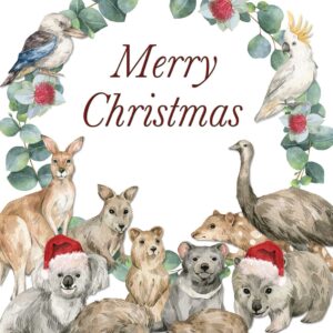 12 Native Australian Animals Merry Christmas Card designed by Creatively Belle