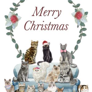 14 Cats wishing you Merry Christmas greeting card designed by Creatively Belle