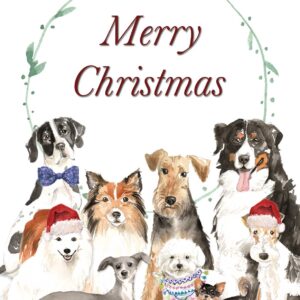 Merry Christmas 9 Dogs Greeting Card by Creatively Belle