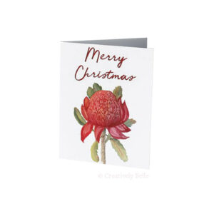 Waratah Merry Christmas Australian Wildflower Greeting Card