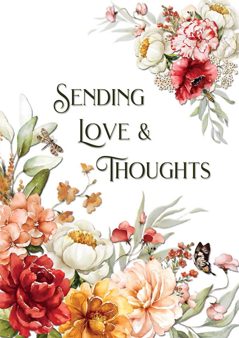Sending Love and Thoughts TLC Dutch Still Life greeting card made in regional Australia with recycled paper