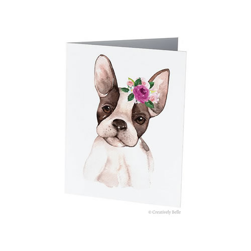 Floral French Bulldog Greeting Card from Creatively Belle