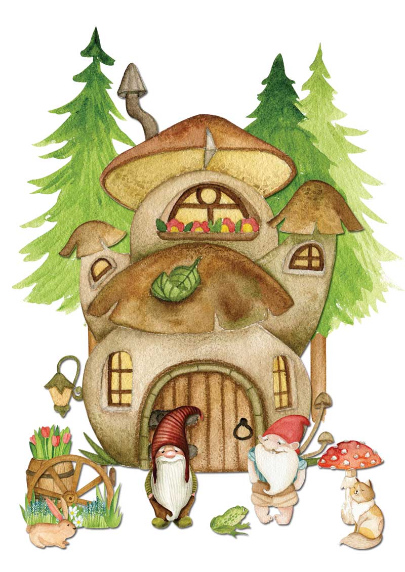 Gnome gathering greeting card