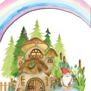 Gnomes over the rainbow greeting card