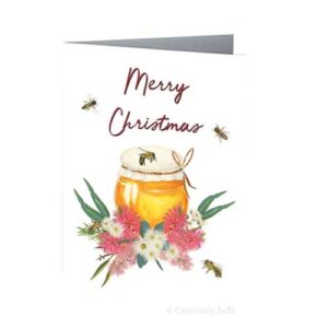 Honey and Bees Merry Christmas Greeting Card