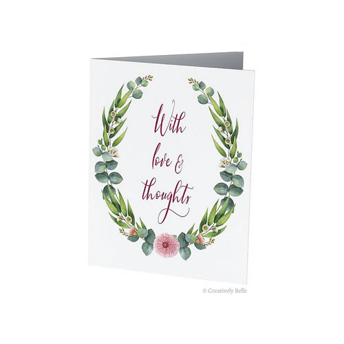 With Love and Thoughts Gum Blossom and Leaves Greeting Card from Creatively Belle