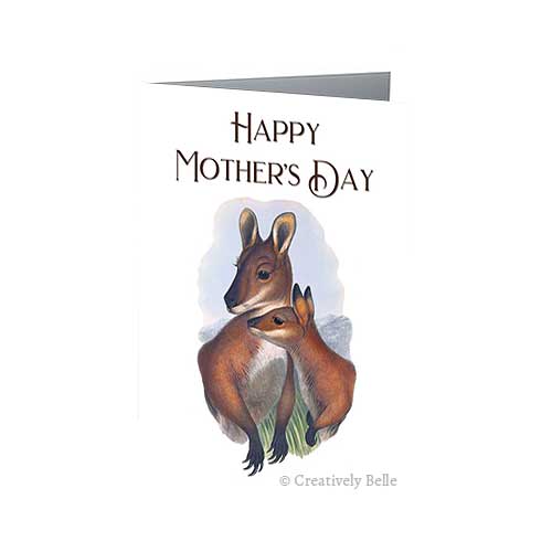 Say Happy Mother's Day with this beautiful vintage Australian Wildlife Bennett Wallabies greeting card