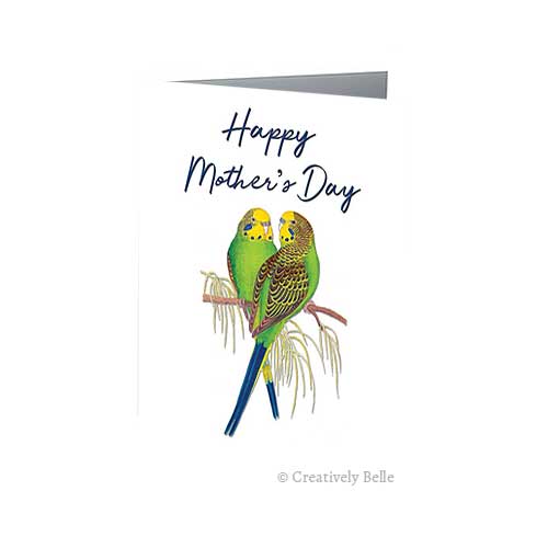Say Happy Mother's Day with this beautiful vintage birds Budgies greeting card