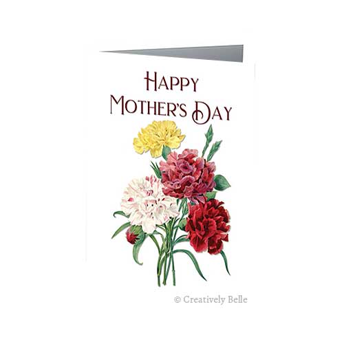 Say Happy Mother's Day with this beautiful vintage botanicals Carnations greeting card