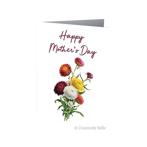 Say happy Mother's Day with this beautiful Australian Wildflower Everlasting Vintage Botanical greeting card