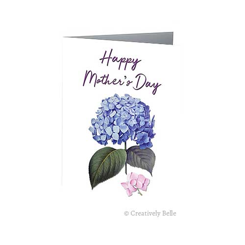 Say Happy Mother's Day with this beautiful vintage botanicals Hydrangea greeting card