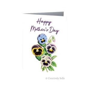 Say Happy Mother's Day with this beautiful vintage botanicals Pansies greeting card