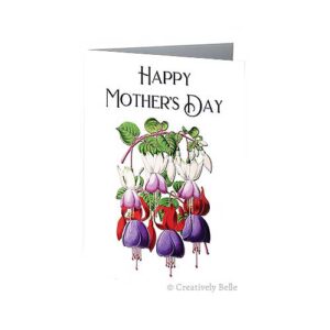 Say Happy Mother's Day with this beautiful vintage botanicals Fuchsia greeting card