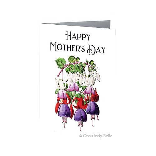 Say Happy Mother's Day with this beautiful vintage botanicals Fuchsia greeting card