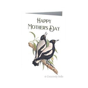 Say Happy Mother's Day with this beautiful vintage birds Singing Magpies greeting card