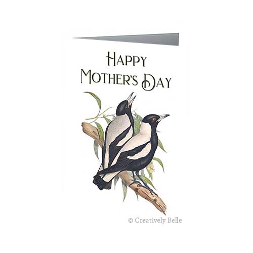 Say Happy Mother's Day with this beautiful vintage birds Singing Magpies greeting card