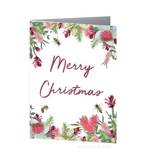 Natives and Bees Merry Christmas Greeting Card