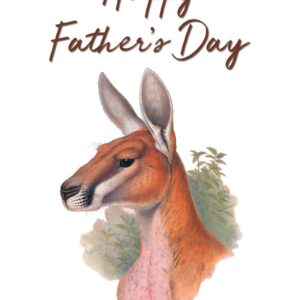 Father's Day red Kangaroo by John Gould vintage bird art greeting card