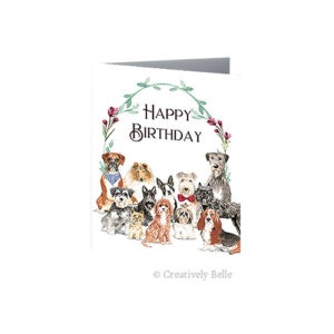 12 Dogs with Kangaroo Paw Happy Birthday Greeting Card by Creatively Belle