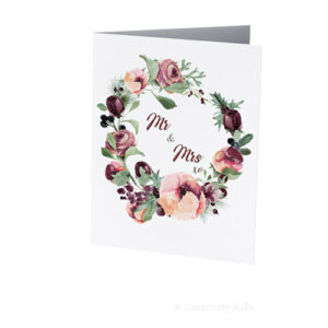 Watercolor roses Wedding Mr and Mrs card