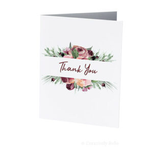 Watercolor roses thank you card