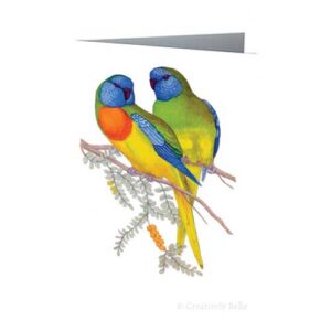 Splendid Parrots Vintage Bird Greeting Card