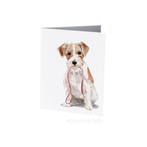 Wire haired Jack Russell terrier with leash designed by Creatively Belle
