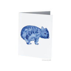 Watercolour Blue Wombat Greeting Card