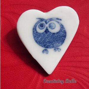 Blue and White Porcelain Owl Brooch