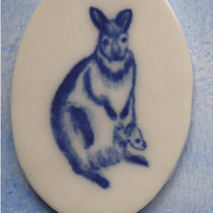 Hand painted kangaroo with her joey