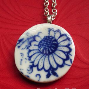 Blue and white flower porcelain necklace