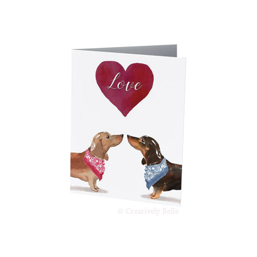Sausage Dog Love card for dachshund lovers by Creatively Belle