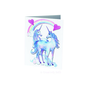 Rainbow Unicorn card printed on recycled paper