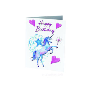 Happy Birthday Unicorn card printed on recycled paper