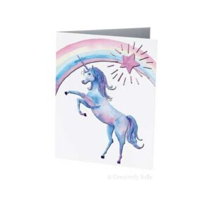 Prancing Unicorn card printed on recycled paper